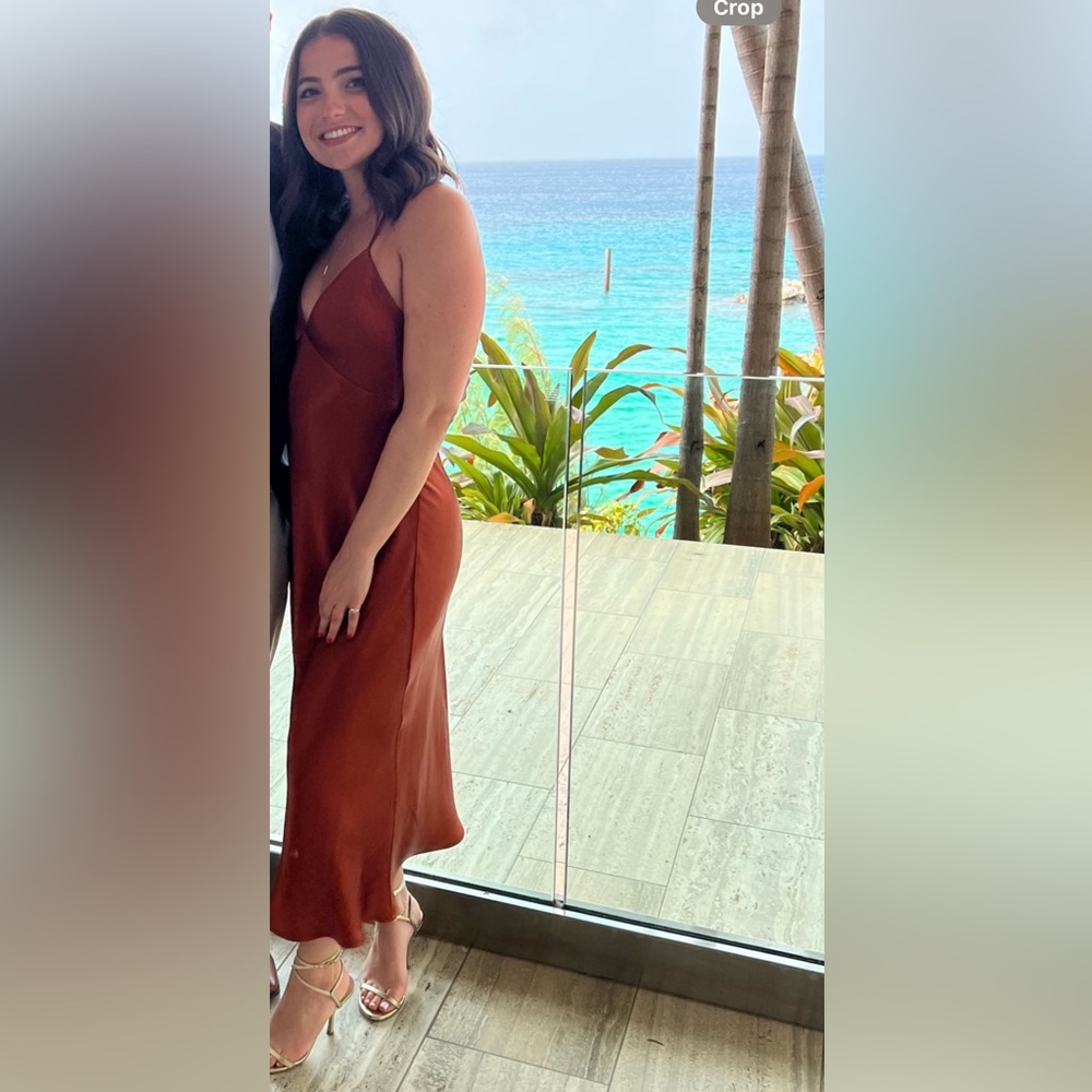 Rust satin Wedding guest/ shower dress